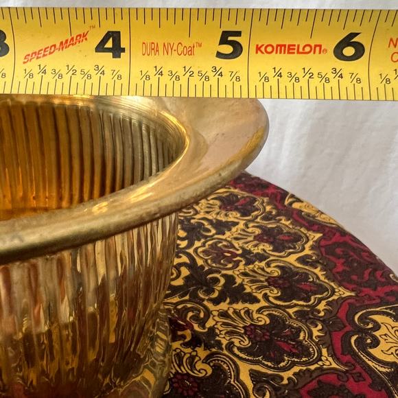 Vintage brass home decorative planter vase bowl cache pot Hollywood regency boho - Picture 7 of 8